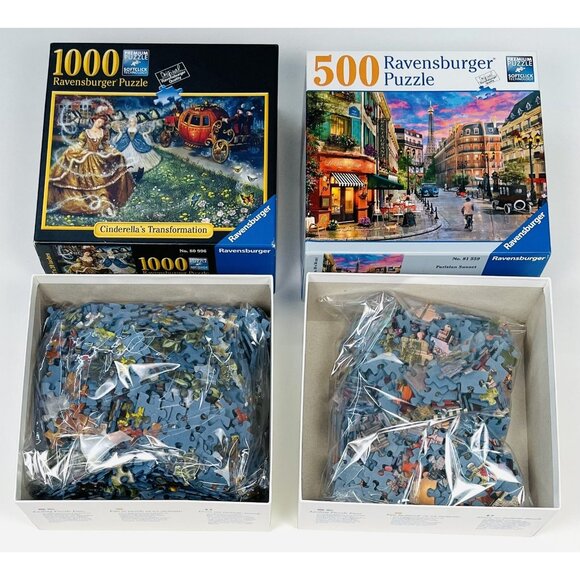 2x RAVENSBURGER Jigsaw PUZZLES 500pc Parisian Sunset; 1000pc Cinderella COMPLETE - Picture 4 of 6